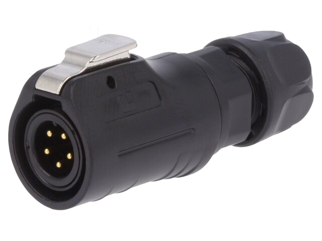 Connector: rond; stekker; maat 12; 02; mannelijk; PIN: 5; verguld; 5A Connector: rond; stekker; maat 12; 02; mannelijk; PIN: 5; verguld; 5A